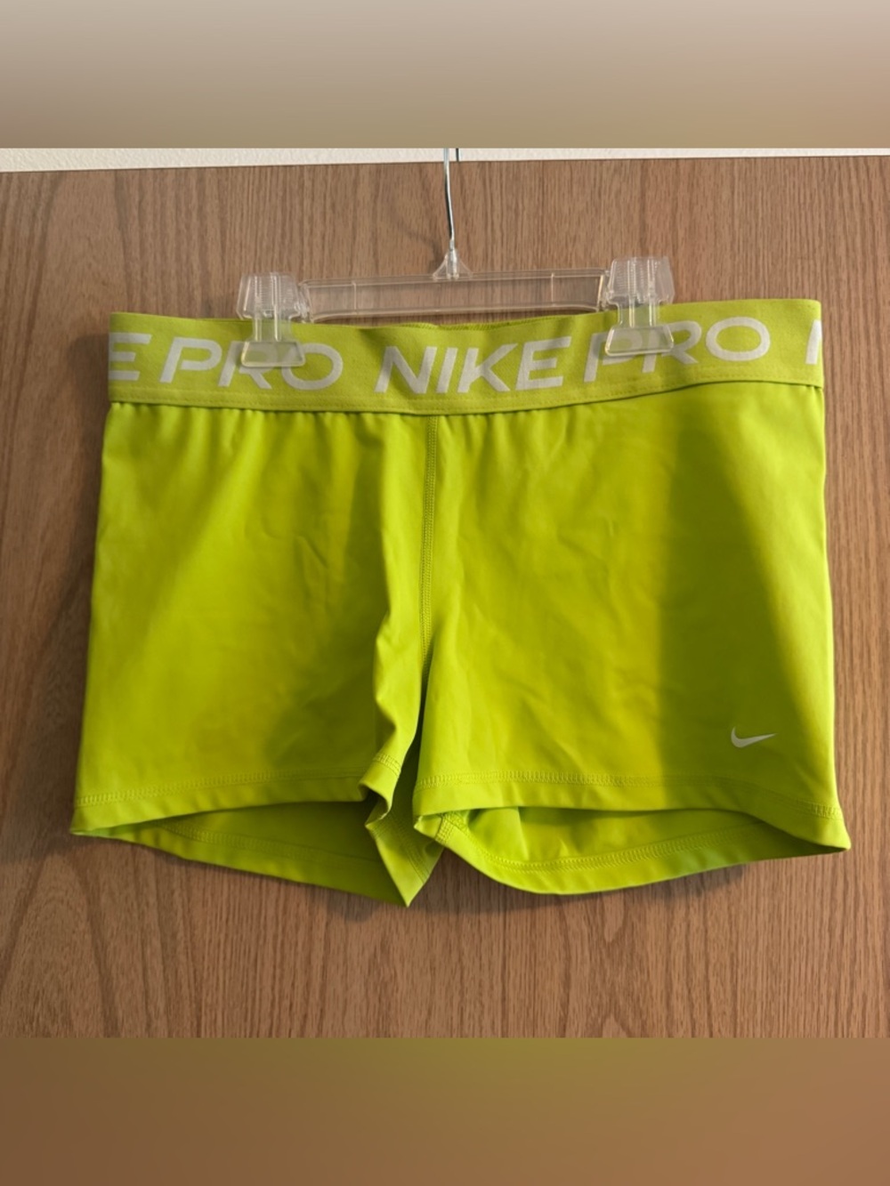 💜4/$40 Nike Neon Lime Pro Stretch Athletic Shorts - Picture 2 of 7